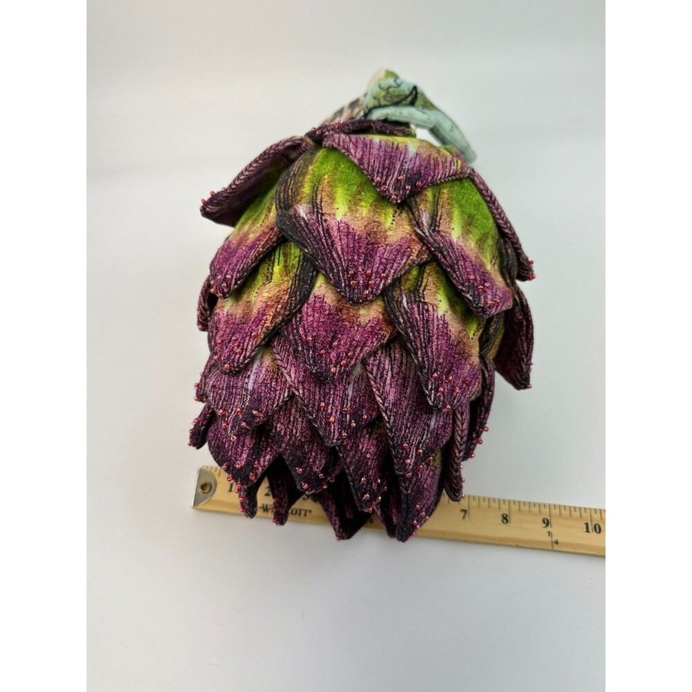 John Derian Artichoke Pillow Purple Green Leaves Accent 8" x 15" New Tags - Picture 10 of 11